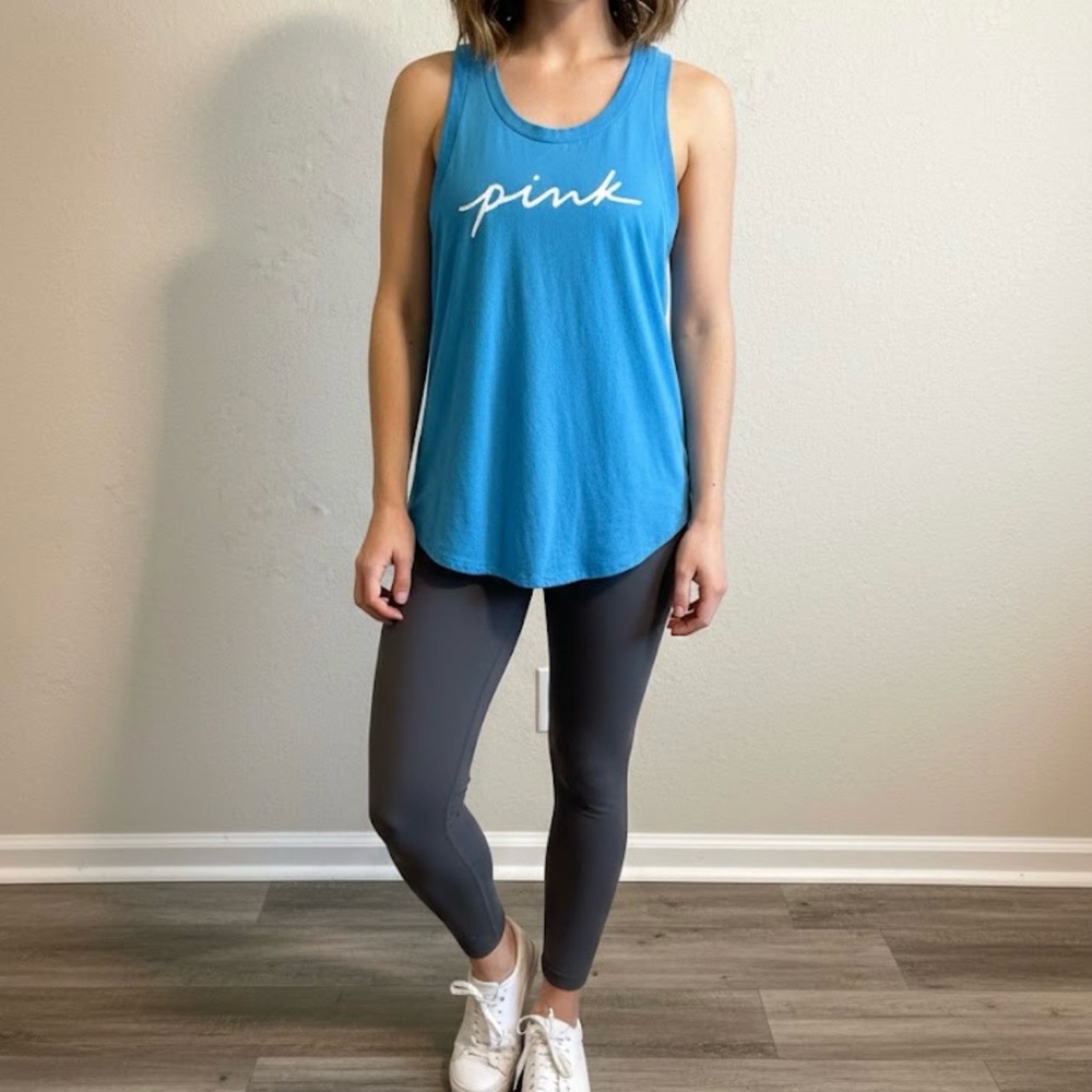 PINK Victoria’s Secret turquoise racerback open back tank top women’s medium